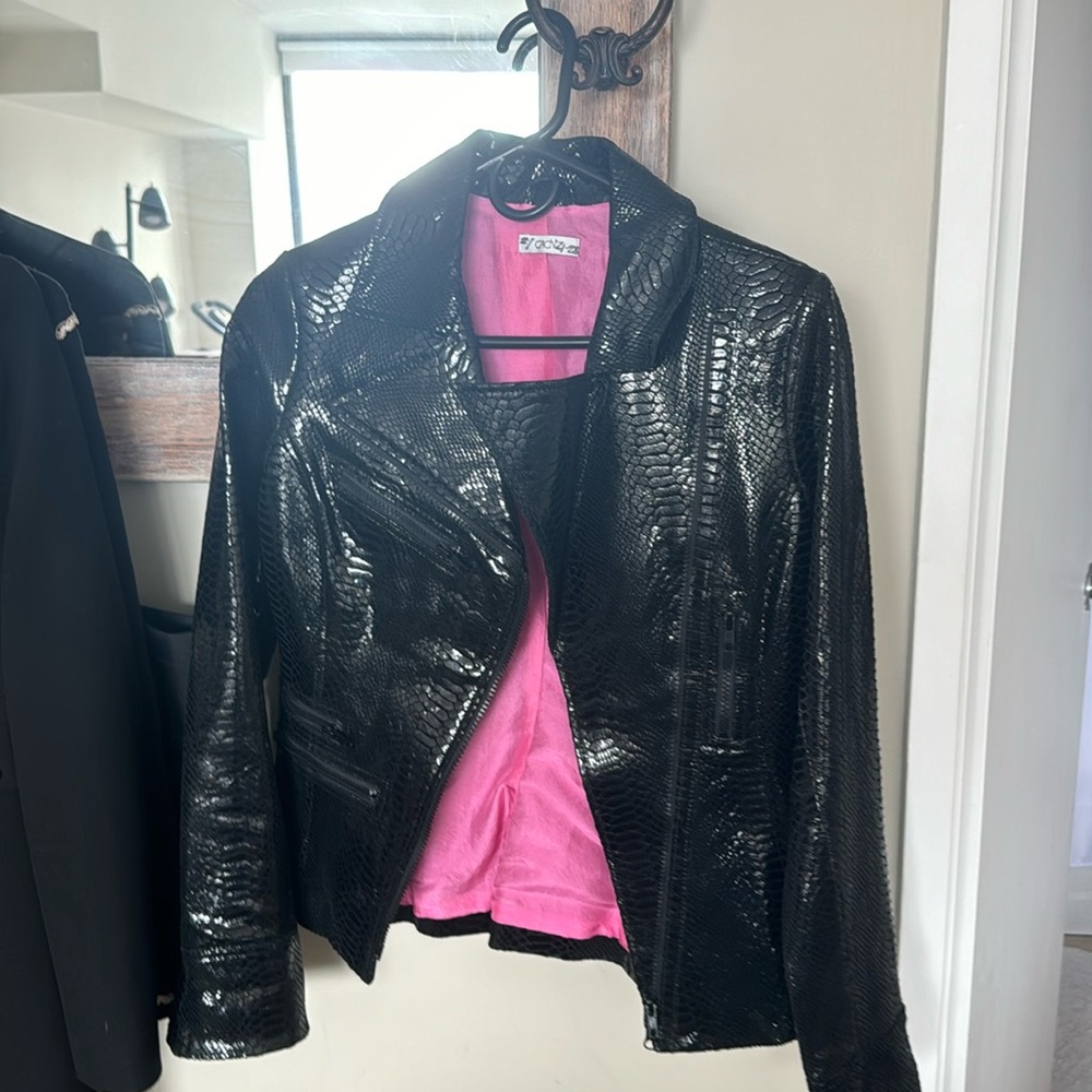 Cache Crocodile Leather Jacket